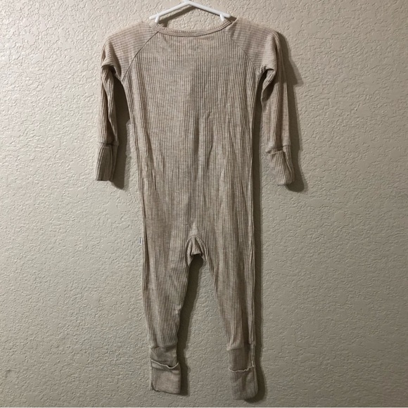 Little Sleepies Ribbed Heathered Oatmeal Bamboo Blend Zippie Sleeper 6-12 Months - Picture 6 of 6